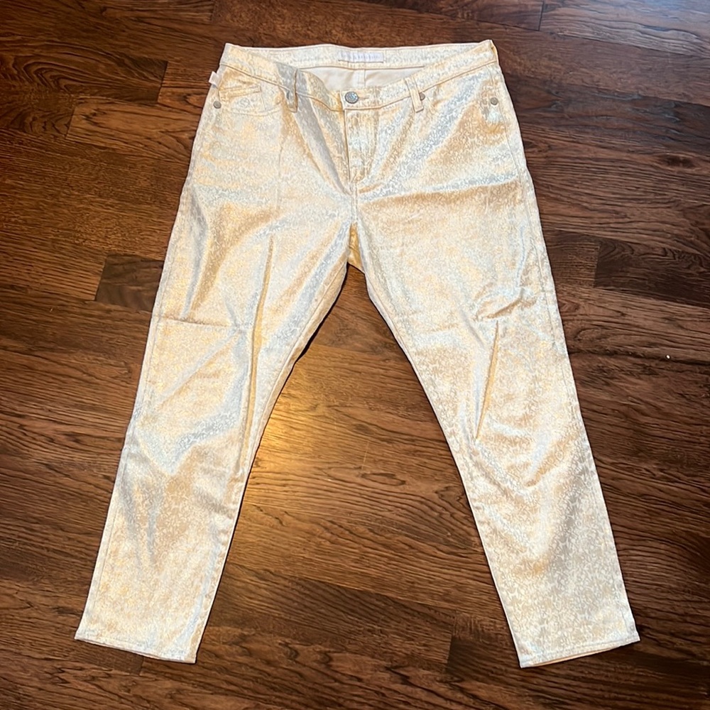 Rock&Republic Metallic Gold and Cream Pant